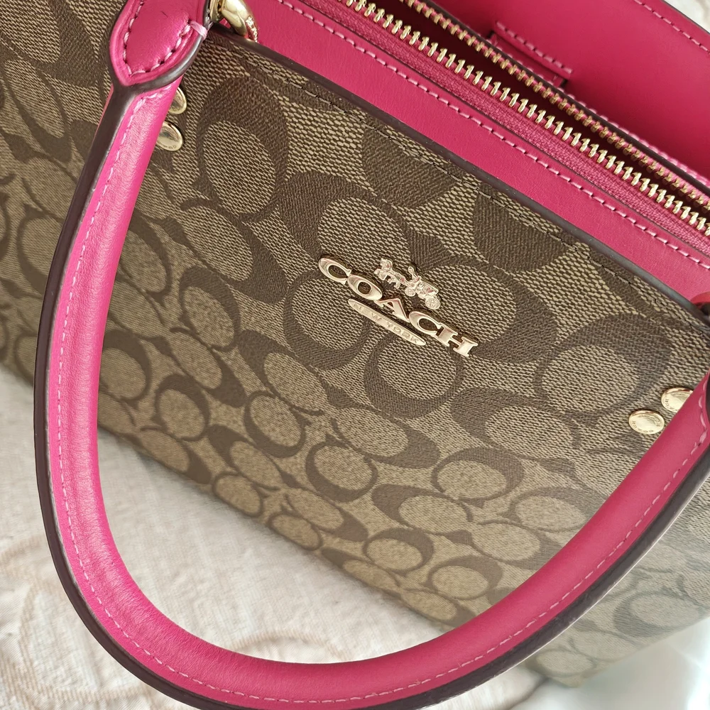 Coach Signature Brown and Pink Handbag - Picture 5 of 9